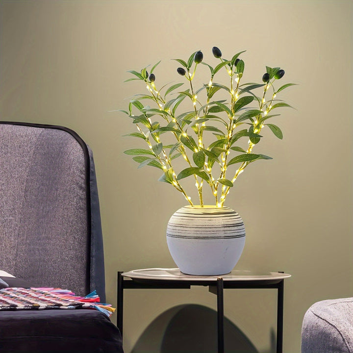 LumiTak – Elegant Olive Branch LED Table Lamp Kalsten