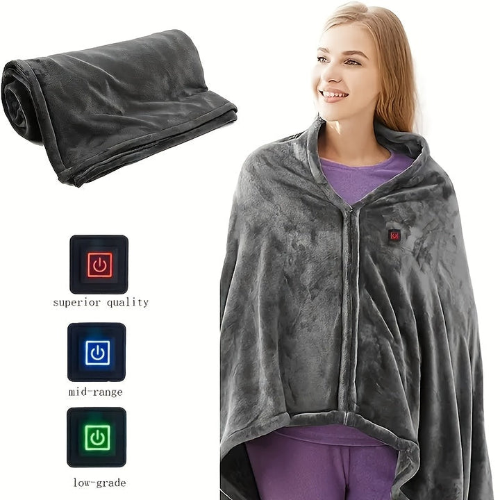 USB Heated Fleece Shoulder Wrap Blanket