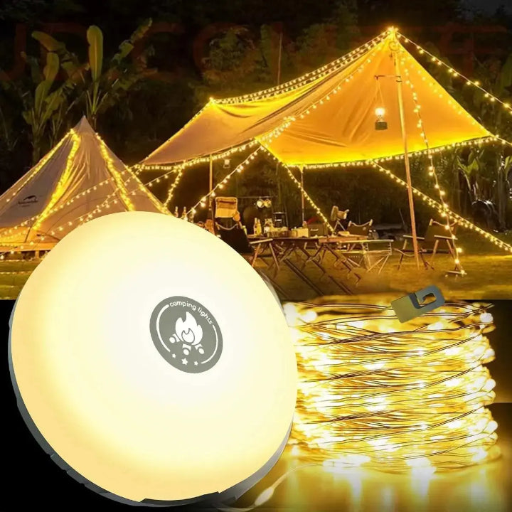 Camping lamp with 10m RGB light chain — Your magical light source for unforgettable outdoor experiences | Kalsten
