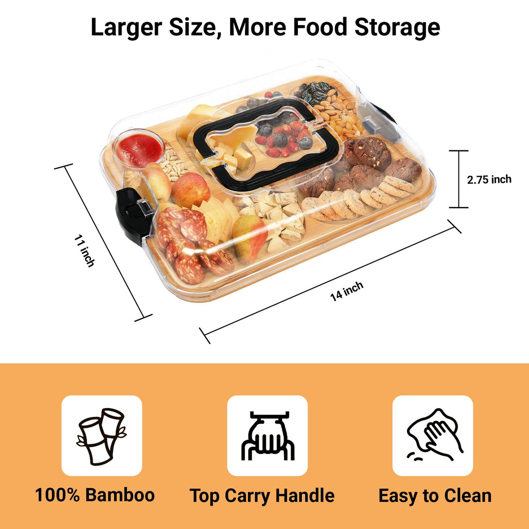 Bamboo serving tray with 6 compartments | Kalsten