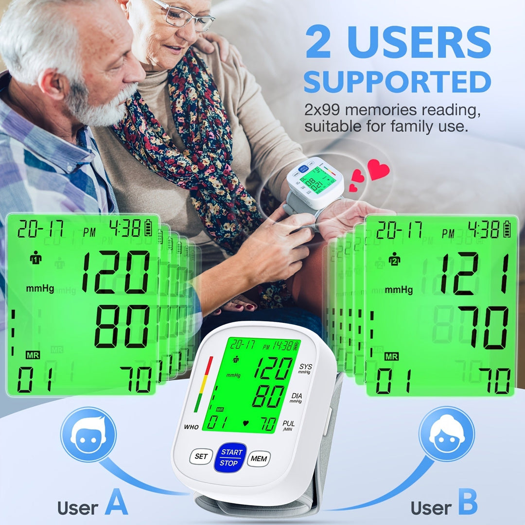 Wrist blood pressure monitor with illuminated display | Kalsten
