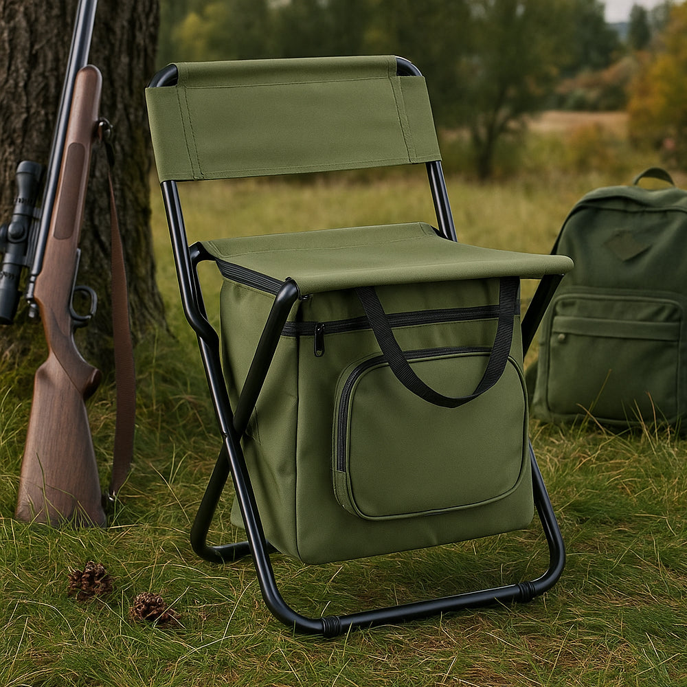ChillPack Outdoor Chair – Foldable Camping Chair with Backrest and Integrated Cooler Bag | Kalsten