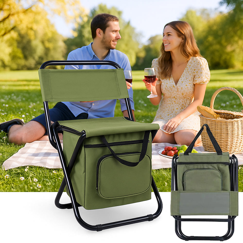 ChillPack Outdoor Chair – Foldable Camping Chair with Backrest and Integrated Cooler Bag | Kalsten