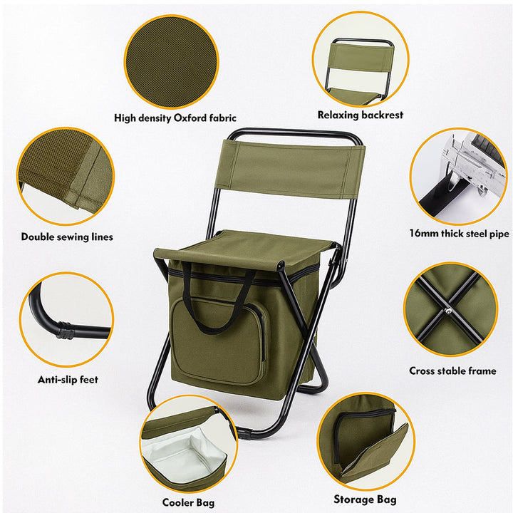 ChillPack Outdoor Chair – Foldable Camping Chair with Backrest and Integrated Cooler Bag | Kalsten