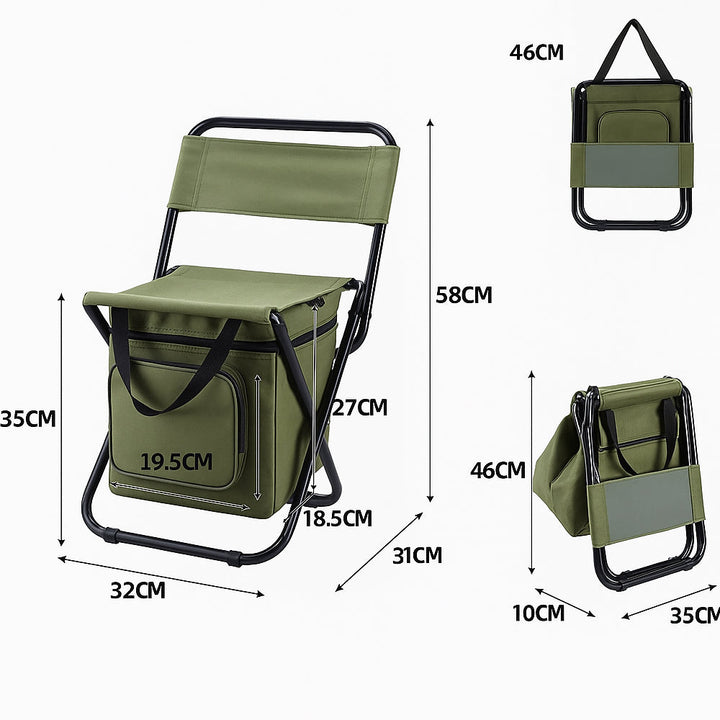 ChillPack Outdoor Chair – Foldable Camping Chair with Backrest and Integrated Cooler Bag | Kalsten