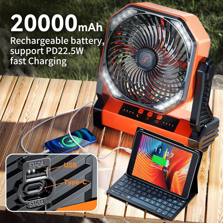 3 In 1 Cordless Camping Fan | Kalsten
