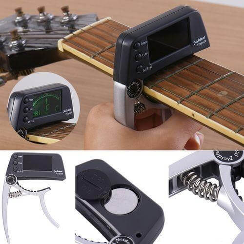 Kalsten | Capo & Tuner "TuneGrip" – 2-in-1 Guitar accessory with LCD screen