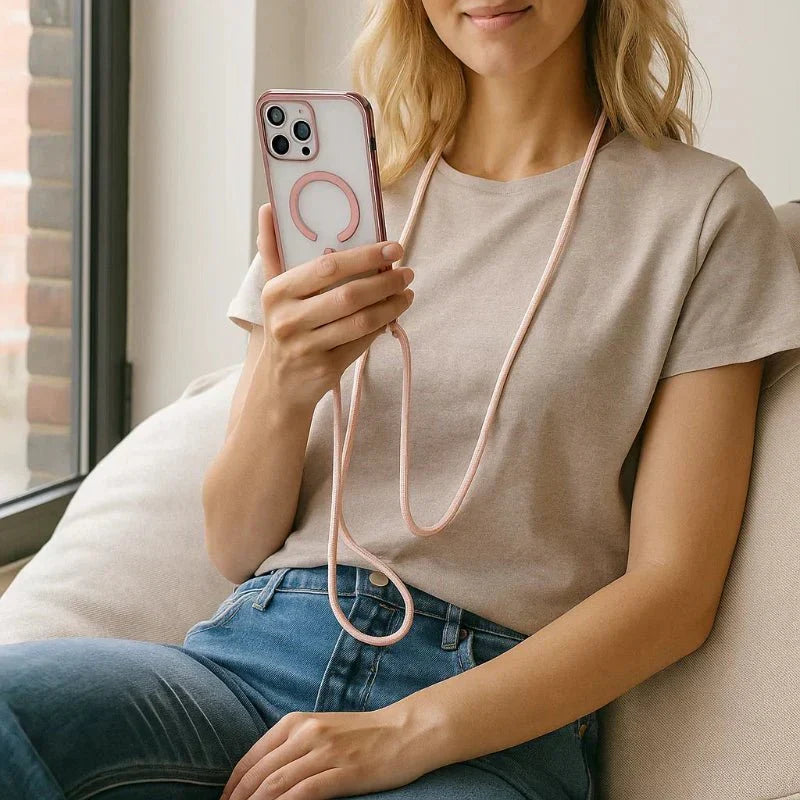 Kalsten | CarryLink – Adjustable Phone Lanyard with Clear MagSafe Case