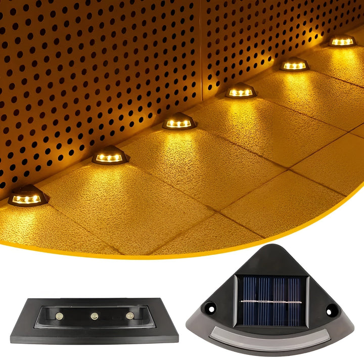 Solar stair lights in a set of 4 – Weatherproof | Perfect for gardens, paths & outdoor areas | Kalsten
