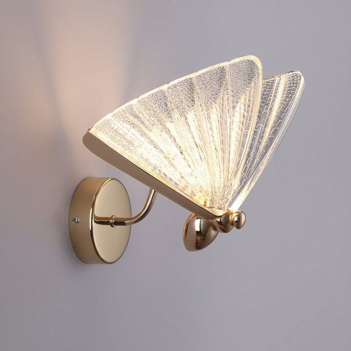 LED Wall Sconce Light – Modern Butterfly Acrylic Gold (25x19cm / 9.8x7.5in) | Kalsten