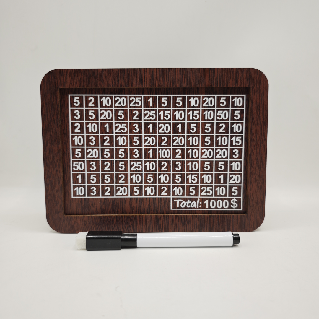Wooden cash register with engraved figures | Kalsten