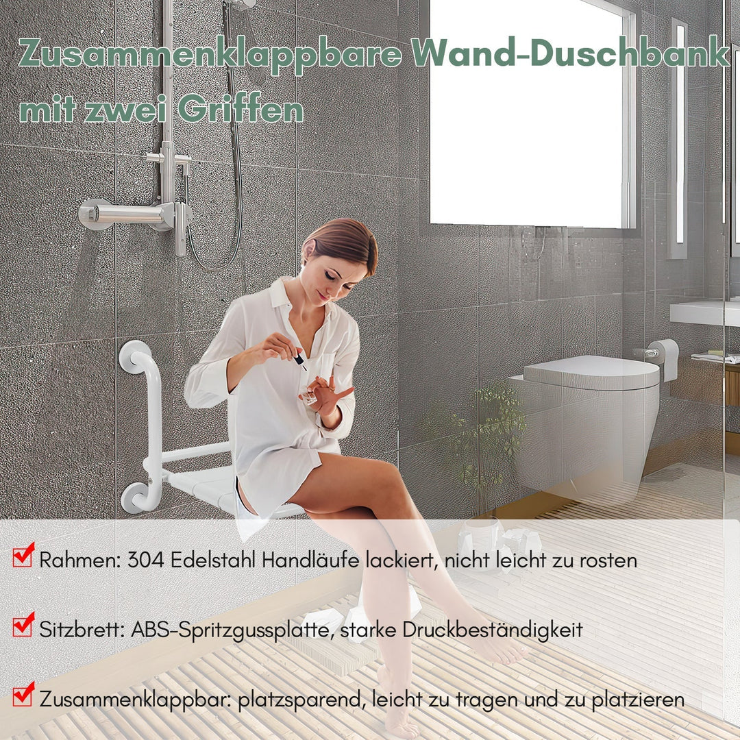 Foldable shower seat with armrests wall-mounted | Kalsten