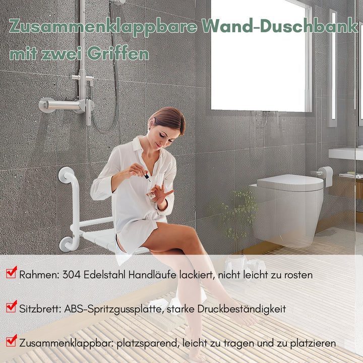 Foldable shower seat with armrests wall-mounted | Kalsten