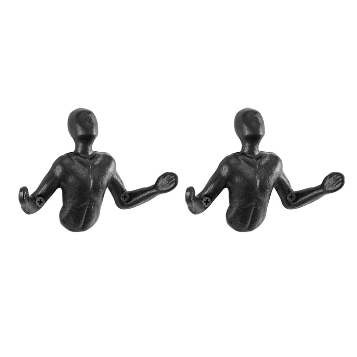 Kalsten | Protruding "Palms Up" Cast Iron Decorative Black Wall Mount Hooks (Set of 2)