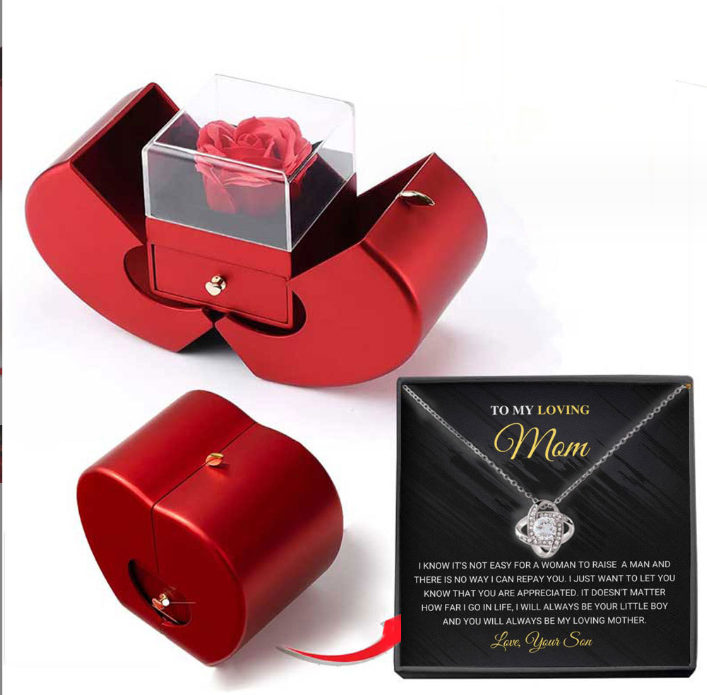 Kalsten | Rose Apple Jewelry Box™ | With Eternal Rose Necklace.