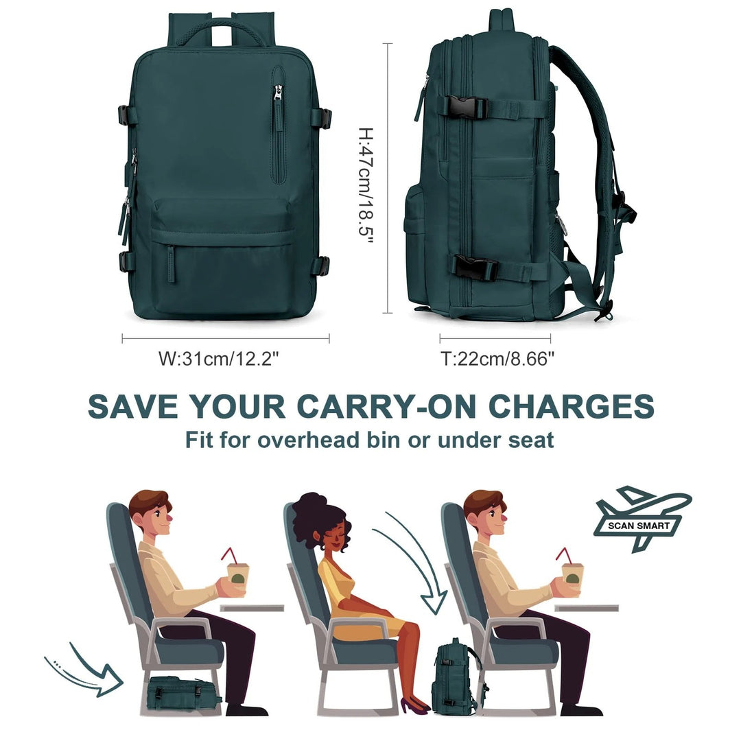 Kalsten | Travelliva Women's Travel Backpack 35 L | Waterproof & with USB Port | Anti-theft & Shoe Compartment | For Hiking, Daily Use & Travel