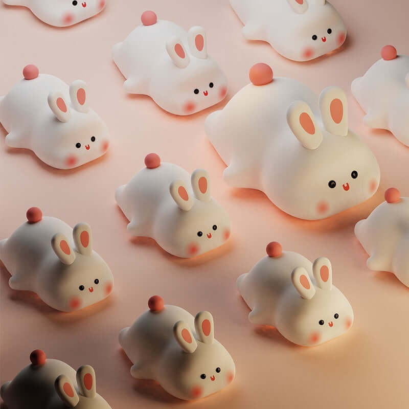 Cute LED Night Light Touch Sensor Cartoon Kid's Nightlights Big Face Rabbit Silicone Night Light Christmas Gift Bedside Lamp Home Decor | Kalsten