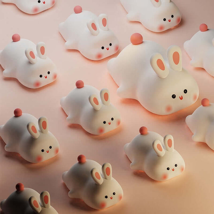 Cute LED Night Light Touch Sensor Cartoon Kid's Nightlights Big Face Rabbit Silicone Night Light Christmas Gift Bedside Lamp Home Decor | Kalsten