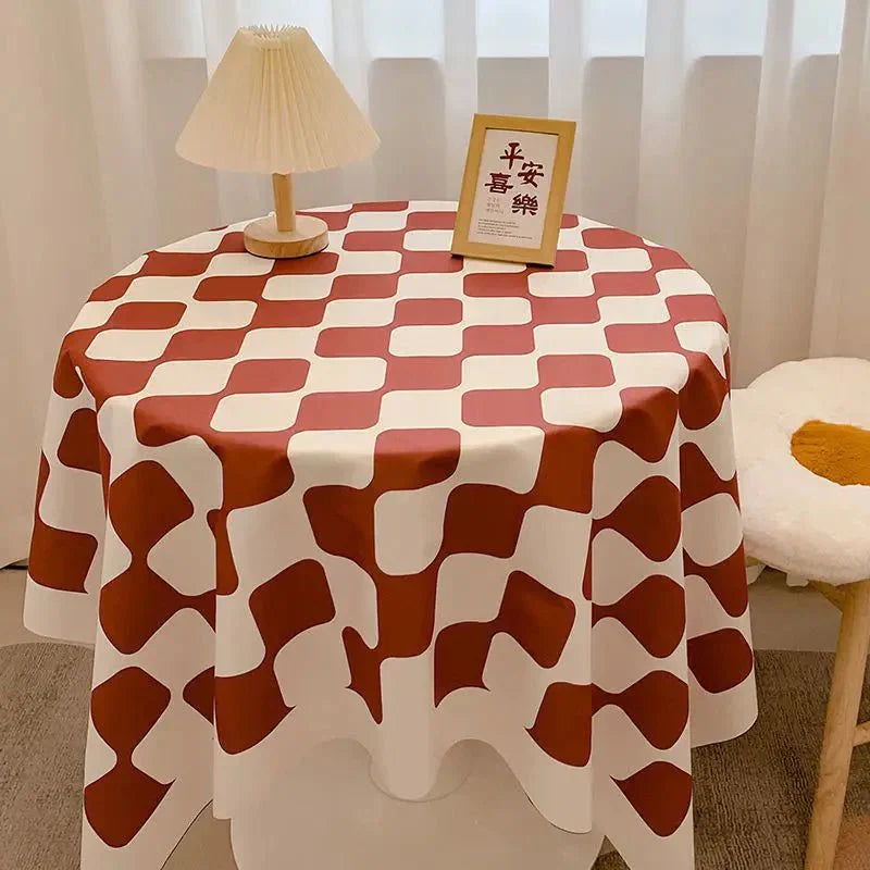 BowLift | Checked Design Round Cotton Tablecloth