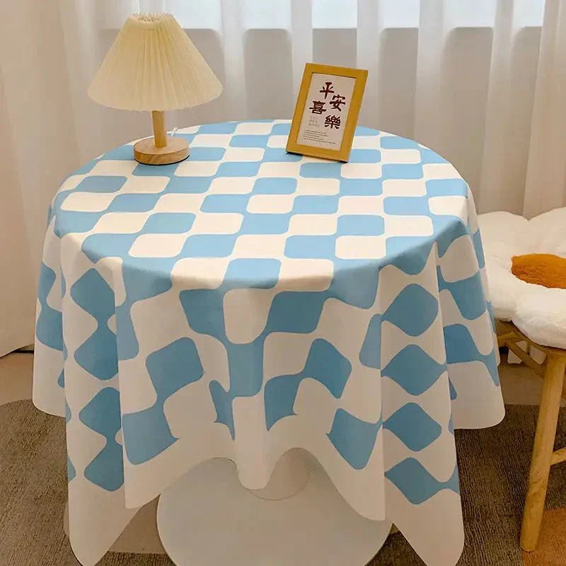 BowLift | Checked Design Round Cotton Tablecloth