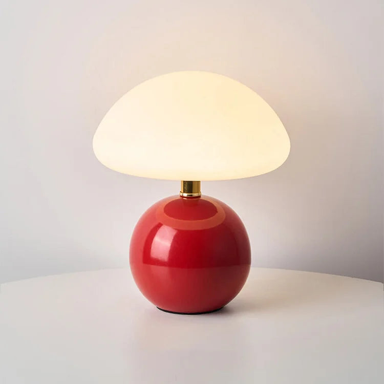 Ceramic Base Bedside Lamp with Mushroom Shade