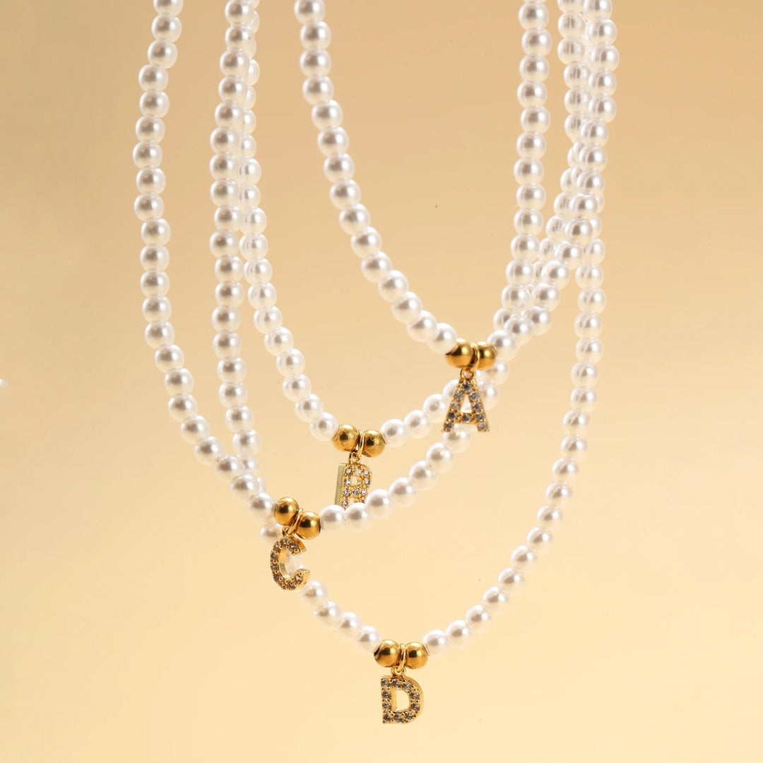 Kalsten | Classy Pearl Dainty Initial Letter Necklace