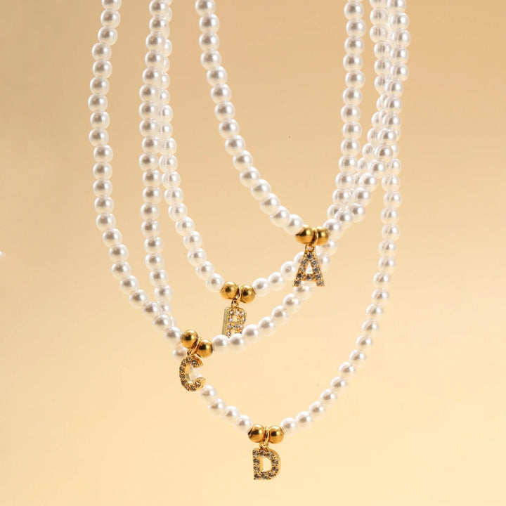 Kalsten | Classy Pearl Dainty Initial Letter Necklace