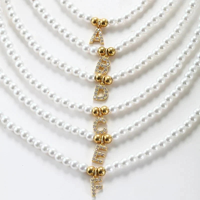 Kalsten | Classy Pearl Dainty Initial Letter Necklace