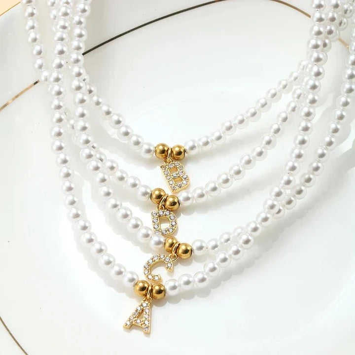 Kalsten | Classy Pearl Dainty Initial Letter Necklace