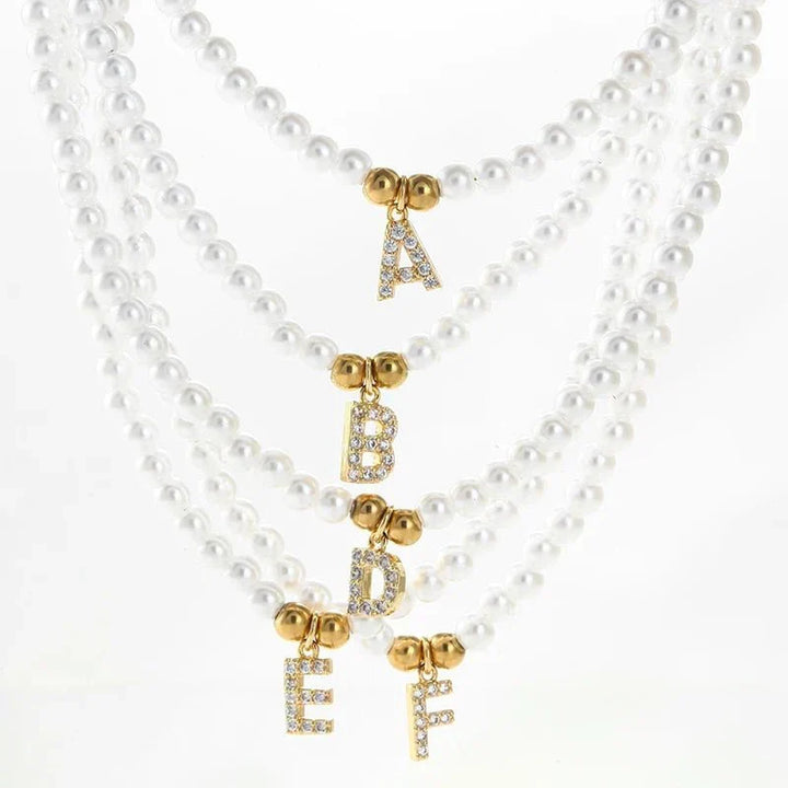 Kalsten | Classy Pearl Dainty Initial Letter Necklace
