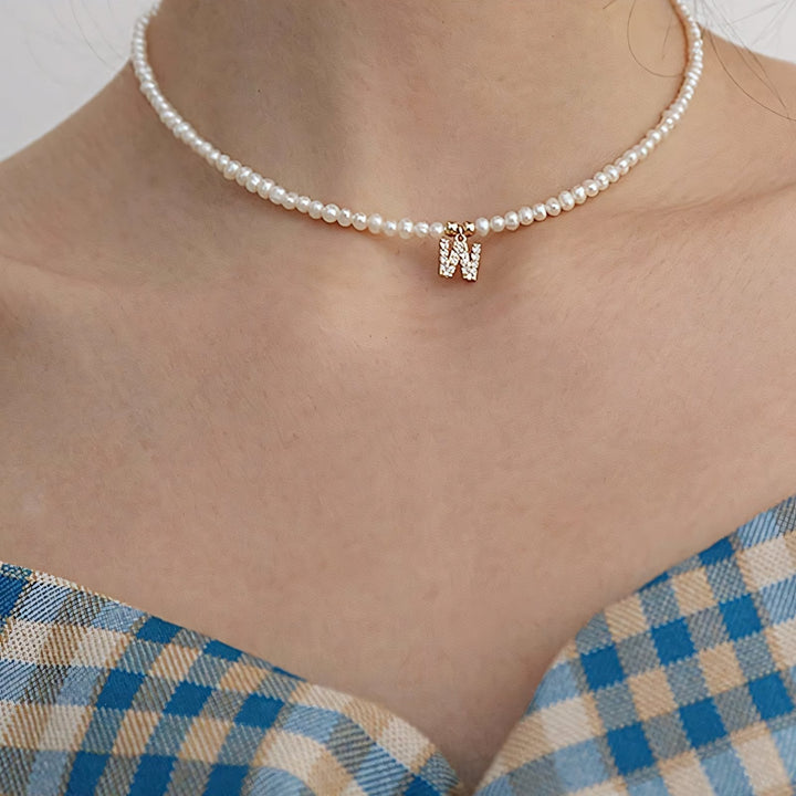 Kalsten | Classy Pearl Dainty Initial Letter Necklace