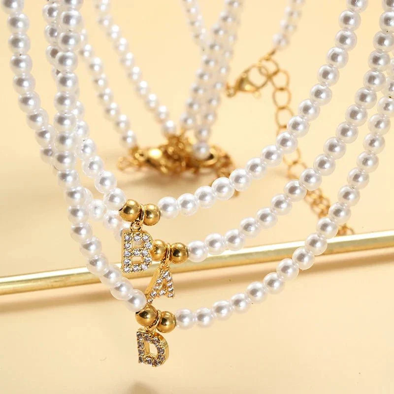 Kalsten | Classy Pearl Dainty Initial Letter Necklace