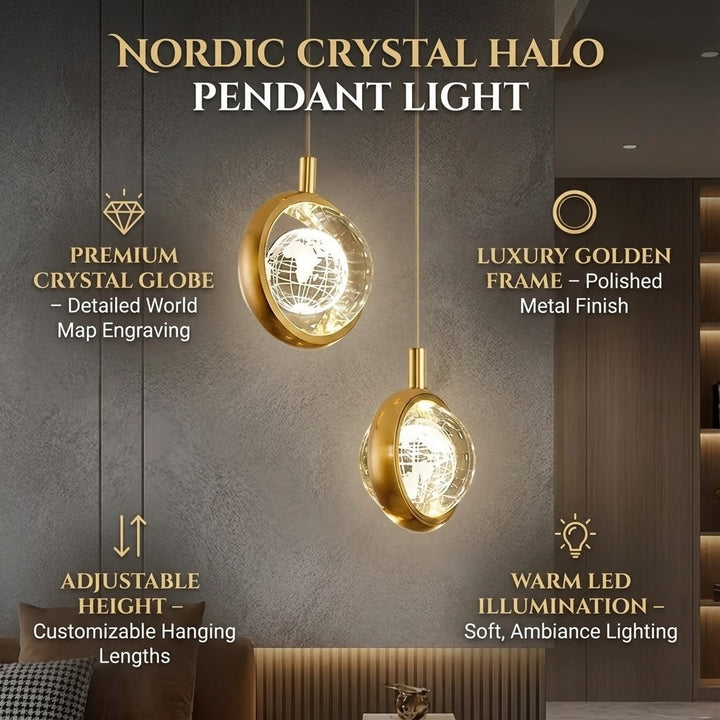 Nordic Crystal Halo Pendant Light | Kalsten