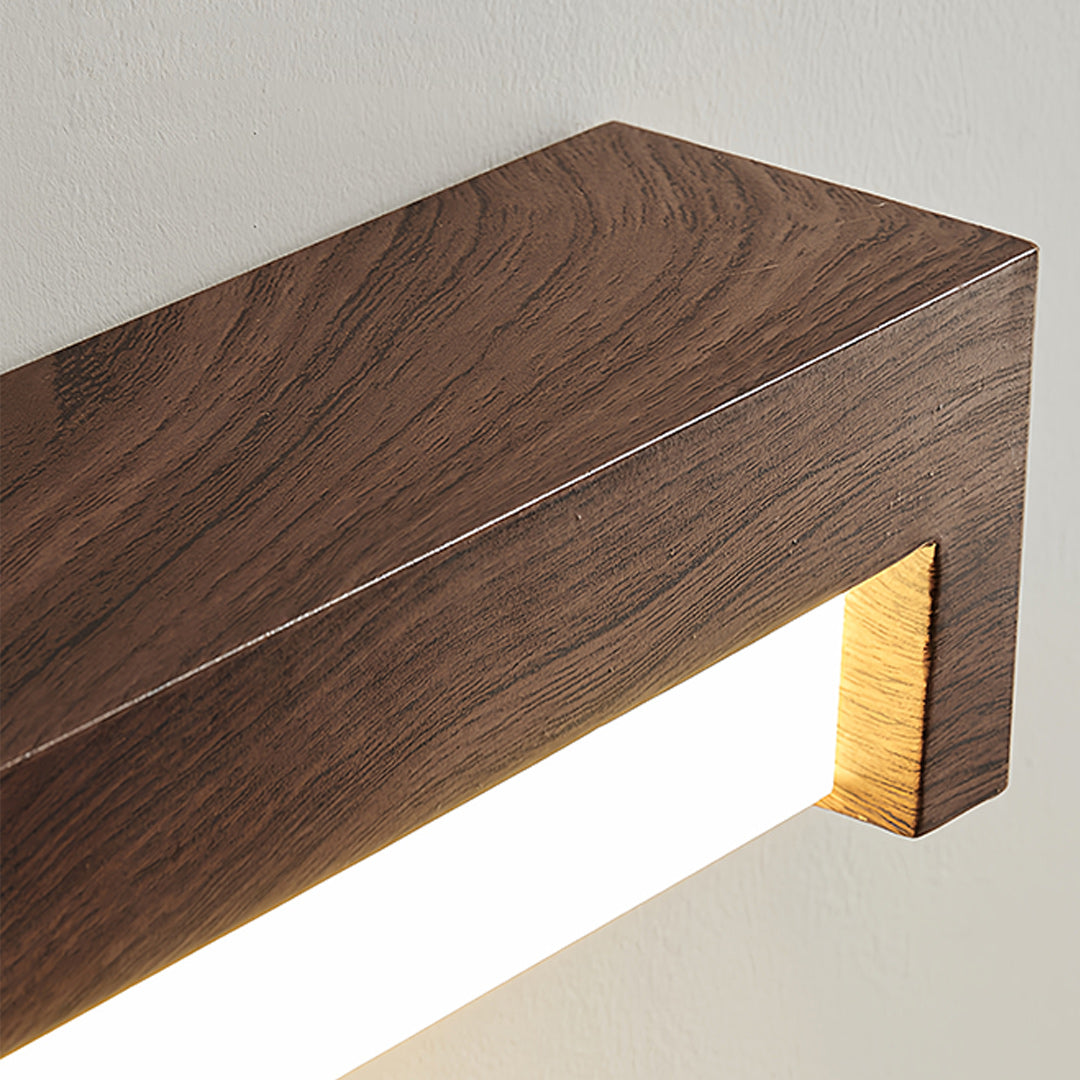 LED Wall Sconce Light – Modern Minimalist Geometric Wood Grain Iron (30x10cm / 11.8x3.9in) | Kalsten