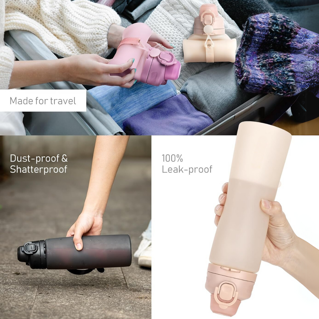Kalsten | Collapsible 600 ml Silicone Water Bottle - Leakproof & BPA-free
