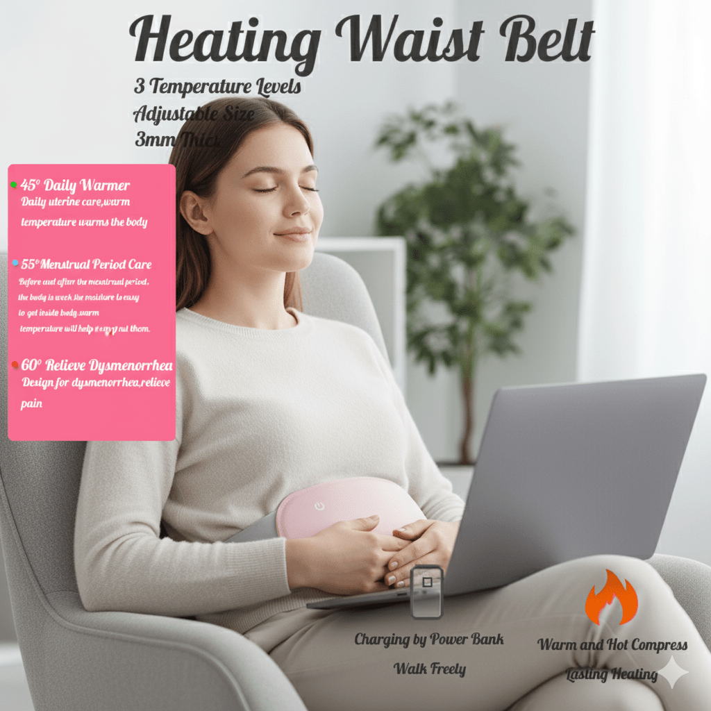 Kalsten | COMFORTHEAT – Rechargeable Electric Heating Pad for Cramps & Abdominal Pain Relief