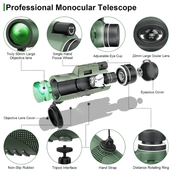 VisionPeak Compact Monocular with HD Lens and High Magnification | Kalsten