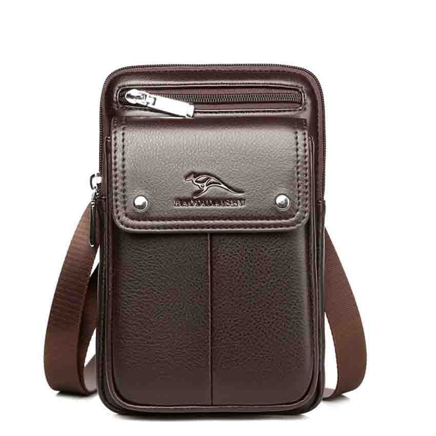 Compact PU Leather Crossbody Bag for Men with Adjustable Strap | Kalsten