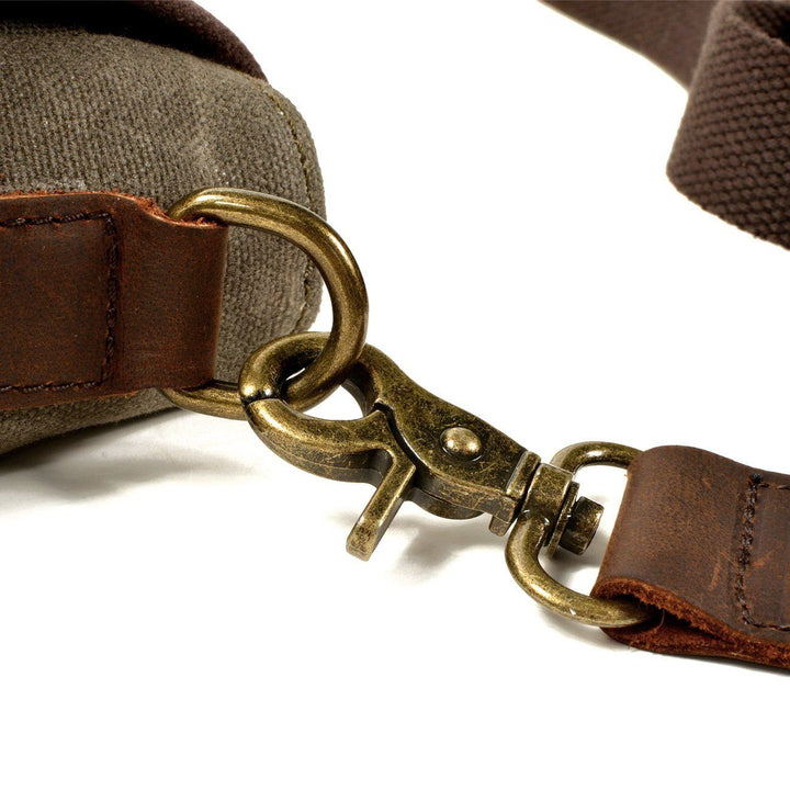 Kalsten | HorizonPath - Compact Vintage Shoulder Bag - High-Quality Waxed Cotton and Full-Grain Leather