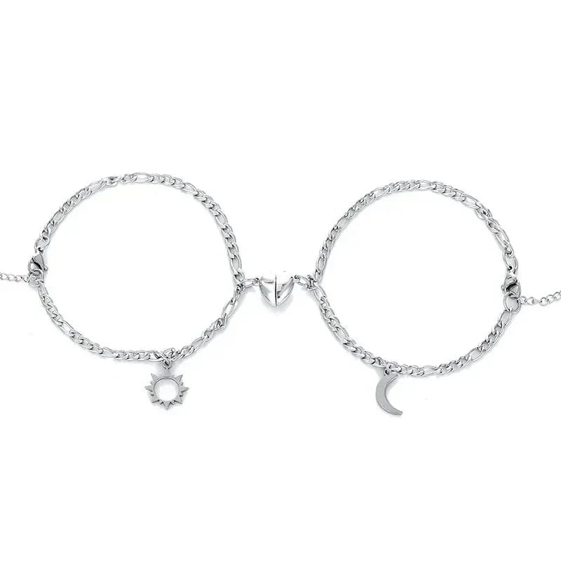 Kalsten | Couples Magnetic Heart Sun & Moon Bracelet Set