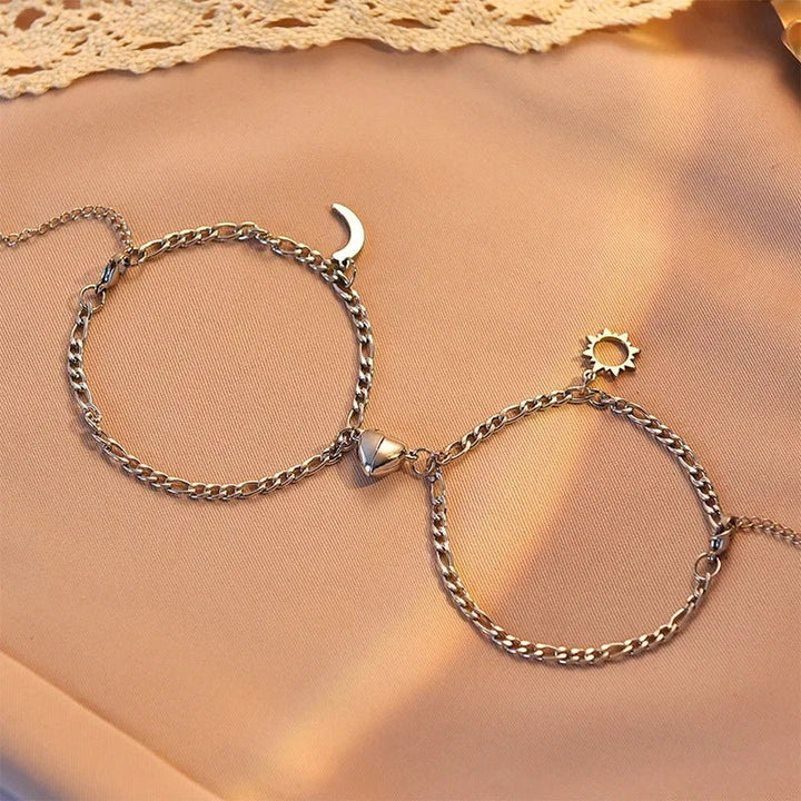 Kalsten | Couples Magnetic Heart Sun & Moon Bracelet Set