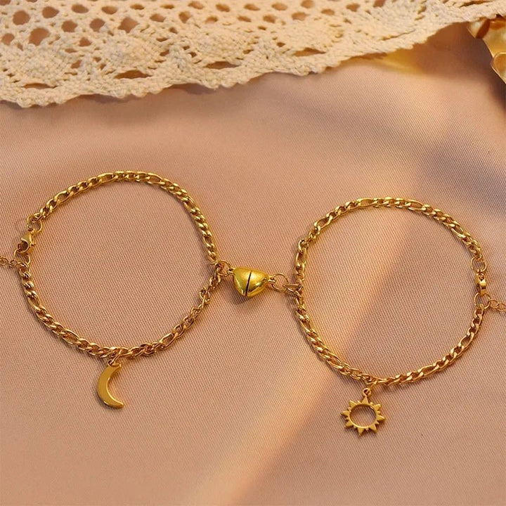 Kalsten | Couples Magnetic Heart Sun & Moon Bracelet Set