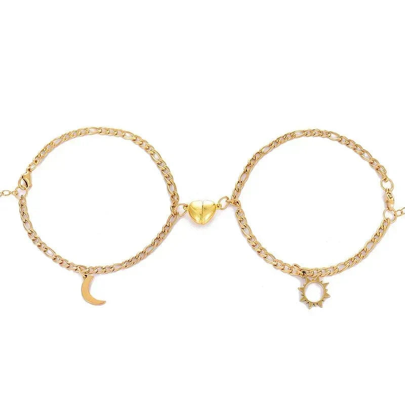Kalsten | Couples Magnetic Heart Sun & Moon Bracelet Set