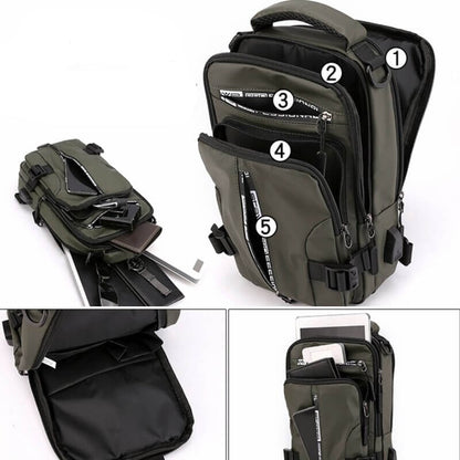 BowLift | Waterproof Oxford Crossbody Bag, Anti-Theft Sling Bag, USB Charging & Multi-Pocket Design