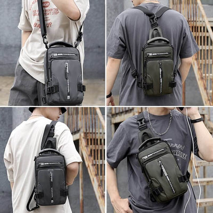 Skanto | Waterproof Oxford Crossbody Bag, Anti-theft Sling Bag, USB Charging & Multi-Pocket Design