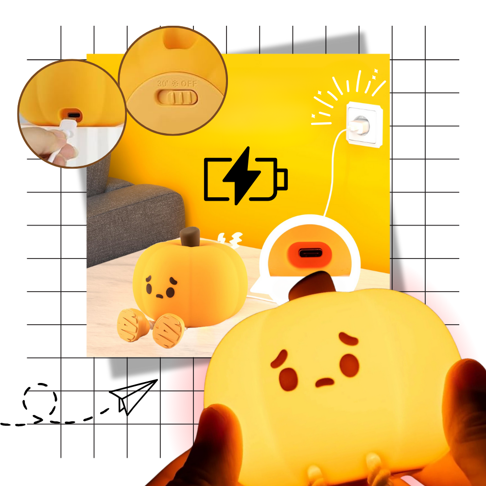 Cute, Sad Pumpkin Night Light