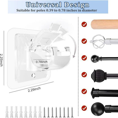 Skanto | Nail-Free Adjustable Curtain Rod Brackets Holder – Drill-Free & Wall-Safe