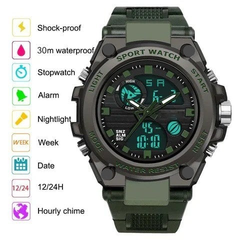 Kalsten | Sporty Dual-Display Mode Multifunctional Waterproof Luminous Men's Wristwatch