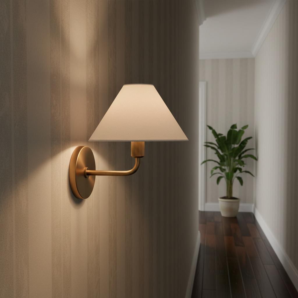 Freyza | Vector Fabric Brass Wall Sconce | Kalsten