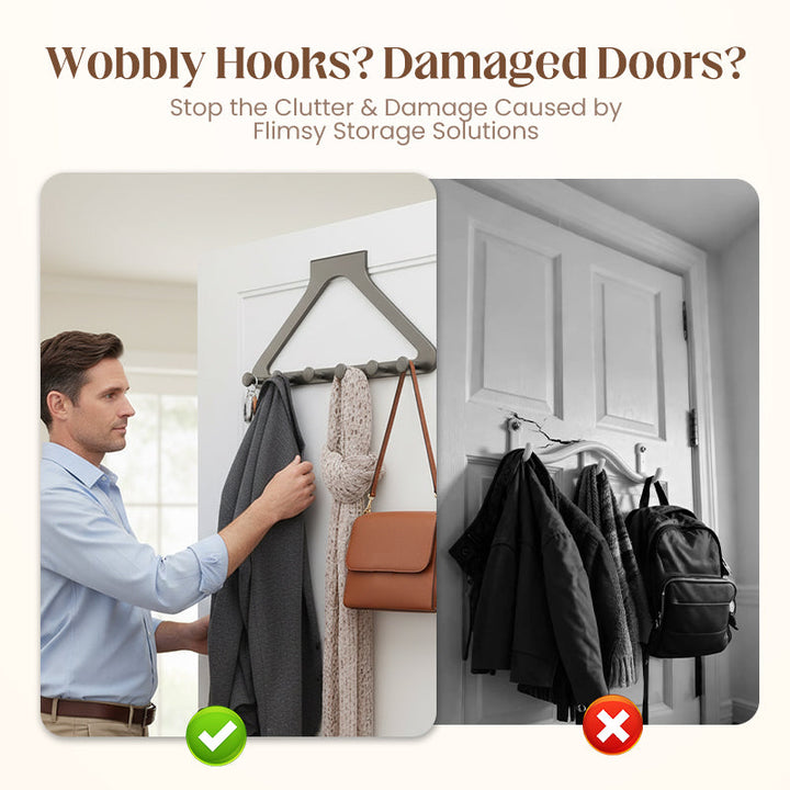 ClariHold Door Hook Rack — More space and organization, completely without drilling stress or door damage | Kalsten